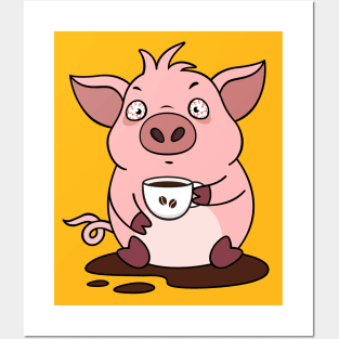 Wired Pig with Coffee Posters and Art